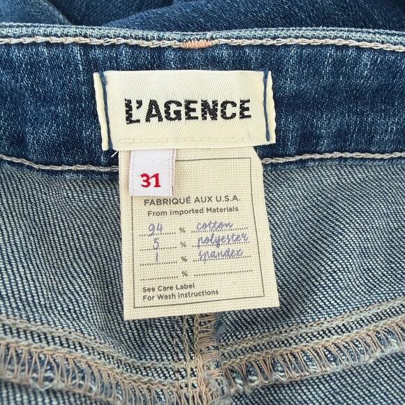 L'Agence Madden Wide Leg Jeans Womens 31 High Waist Flared Stretch Durango Wash - Picture 7 of 14